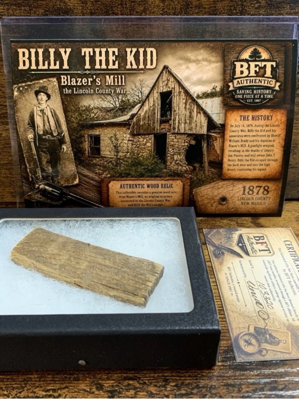 Billy the Kid Blazer’s Mill Authentic Wood Relic Lincoln County War COA